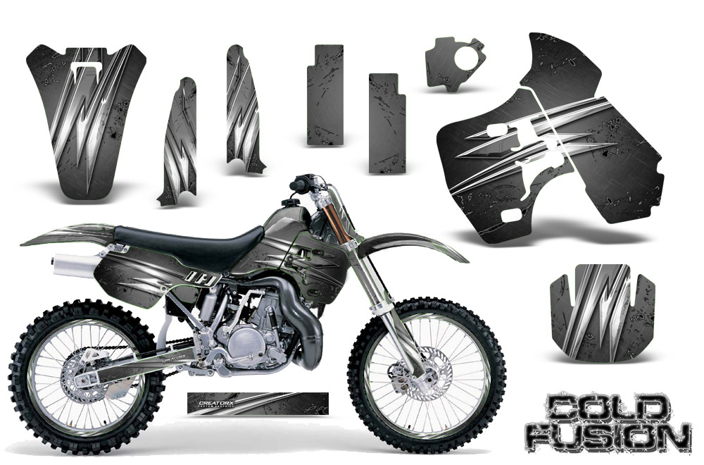 Kawasaki KX500 88-04 Graphics Kit Cold Fusion Silver NP Rims